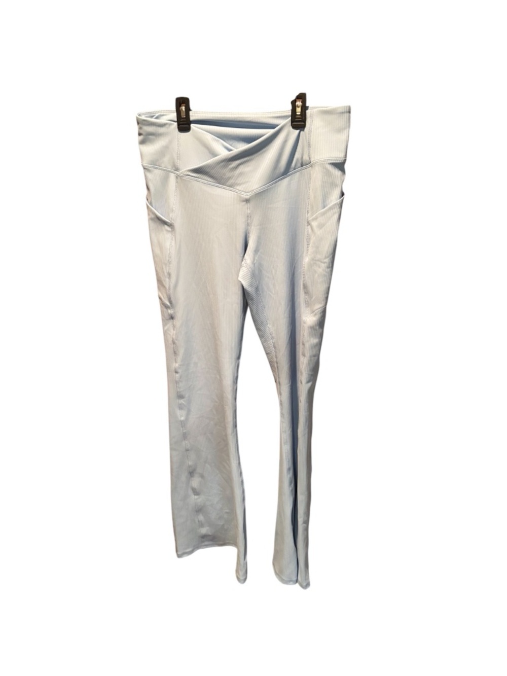 Fabletics Oasis Rib Crossover Kick Flare Leggings in Bali Blue 1X